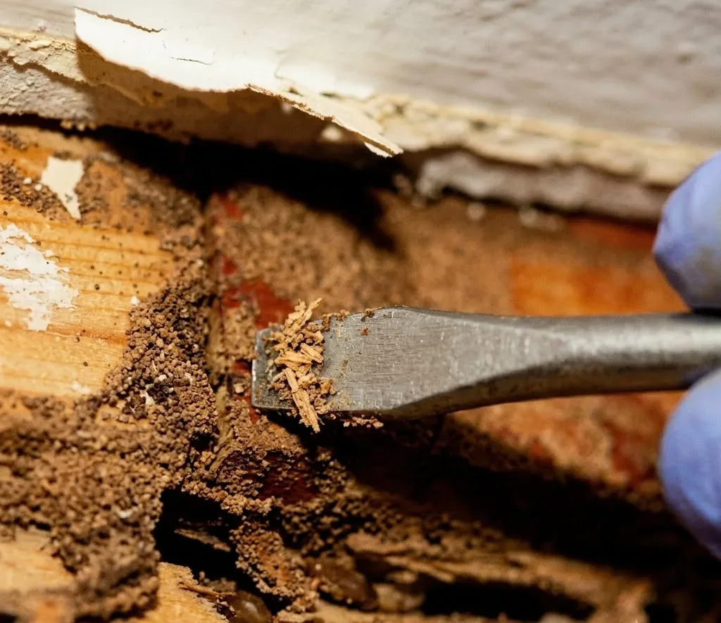 A home and its termite activity in Rio Rancho being checked over